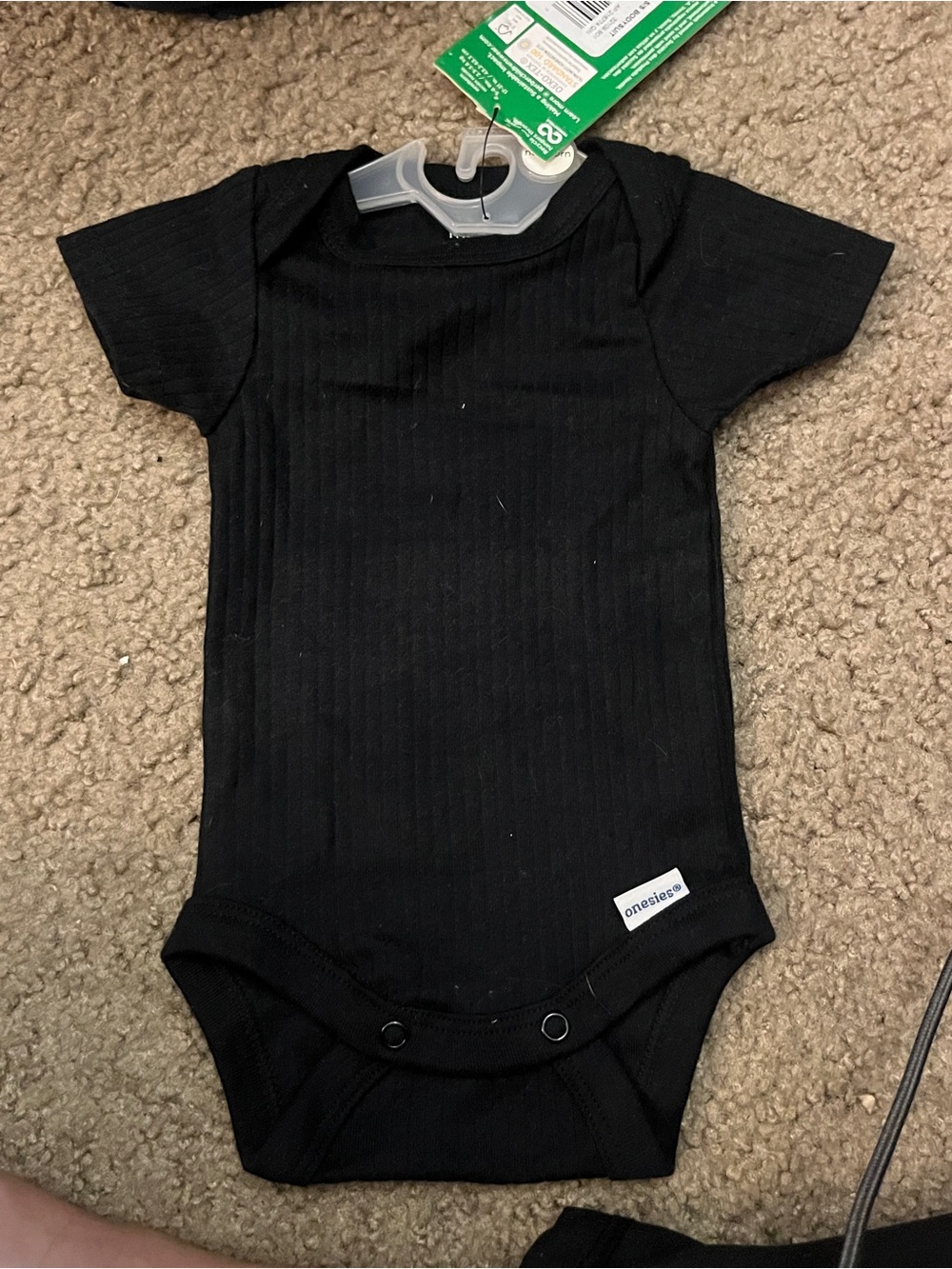 Gerber Black Ribbed Short-Sleeve Baby One-Piece